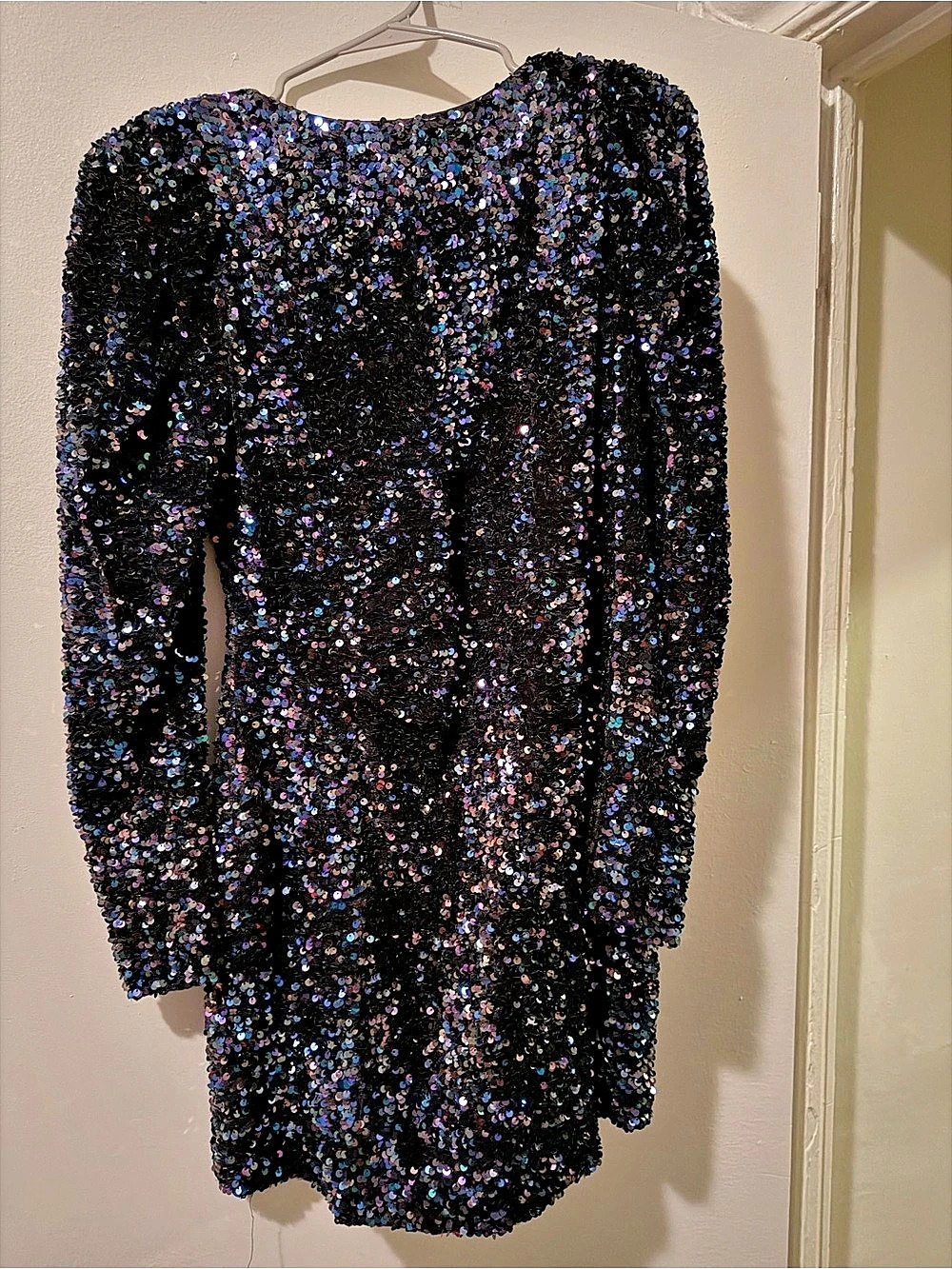 Black Iridescent Sequin Mini Dress